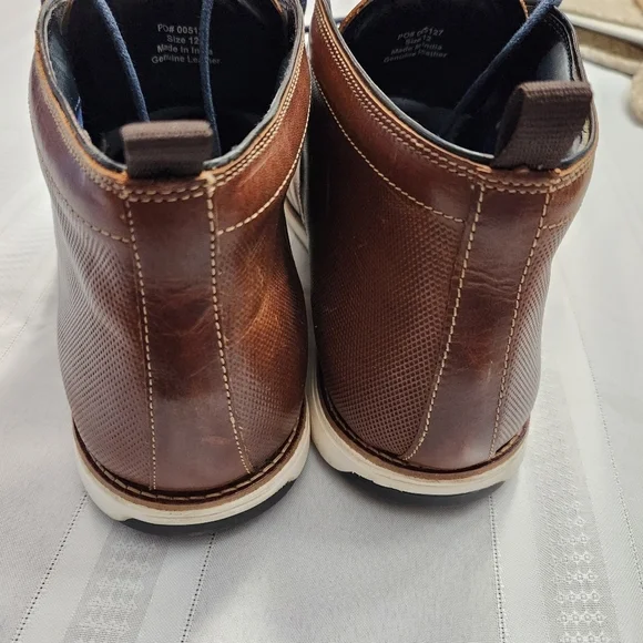 Thomas & Vine Men’s Leather Lace-up Boot Size 12 Brown with white soles - Picture 4 of 14